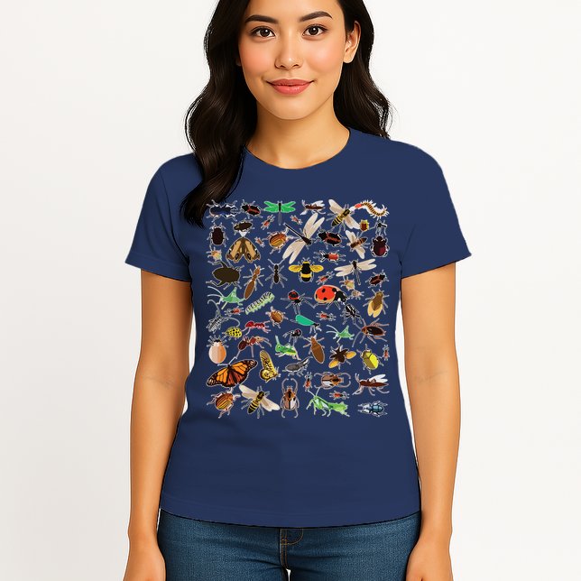 Cool Lots Of Bugs Funny Insect Lover Entomologist Womens T-Shirt