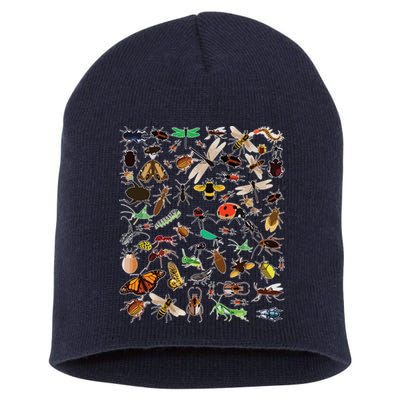 Cool Lots Of Bugs Funny Insect Lover Entomologist Short Acrylic Beanie