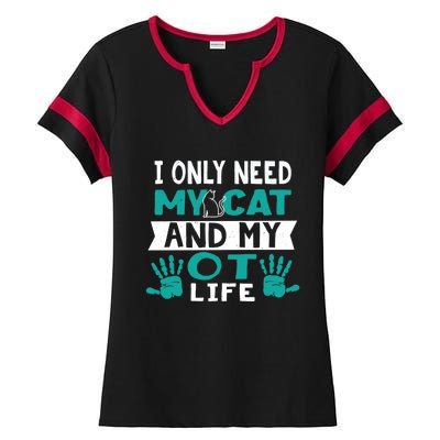 Cat Lover Occupational Therapy Cute Giftot Therapist Ot Month Gift Ladies Halftime Notch Neck Tee