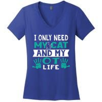 Cat Lover Occupational Therapy Cute Giftot Therapist Ot Month Gift Women's V-Neck T-Shirt