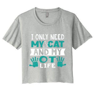 Cat Lover Occupational Therapy Cute Giftot Therapist Ot Month Gift Women's Crop Top Tee