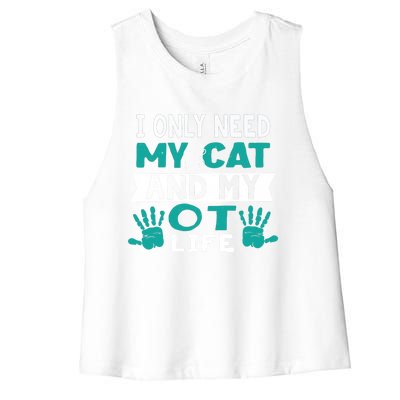 Cat Lover Occupational Therapy Cute Giftot Therapist Ot Month Gift Women's Racerback Cropped Tank