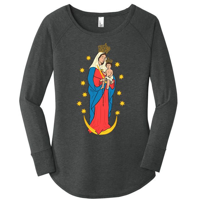 Chiquinquira Lady Of The Rosary Women's Perfect Tri Tunic Long Sleeve Shirt