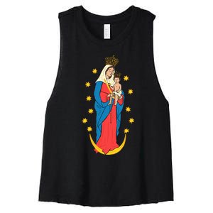 Chiquinquira Lady Of The Rosary Women's Racerback Cropped Tank