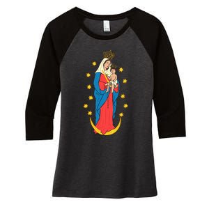 Chiquinquira Lady Of The Rosary Women's Tri-Blend 3/4-Sleeve Raglan Shirt