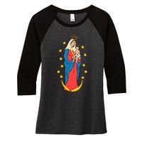 Chiquinquira Lady Of The Rosary Women's Tri-Blend 3/4-Sleeve Raglan Shirt