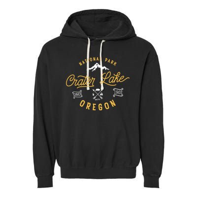 Crater Lake Oregon National Park Vintage Retro Outdoor Novelty Garment-Dyed Fleece Hoodie