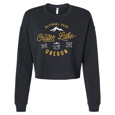 Crater Lake Oregon National Park Vintage Retro Outdoor Novelty Cropped Pullover Crew