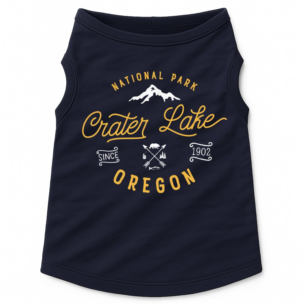 Crater Lake Oregon National Park Vintage Retro Outdoor Novelty Doggie Tank