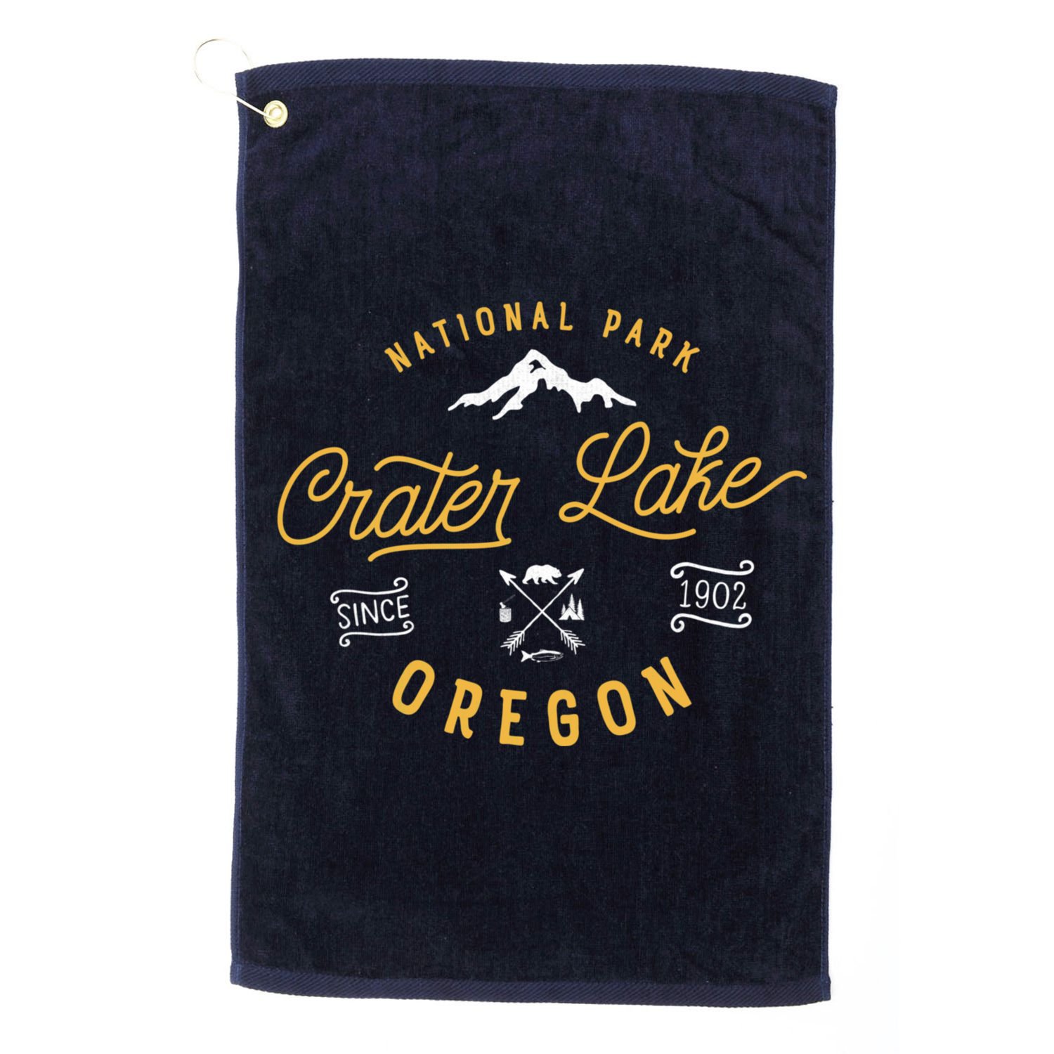 Crater Lake Oregon National Park Vintage Retro Outdoor Novelty Golf Towel