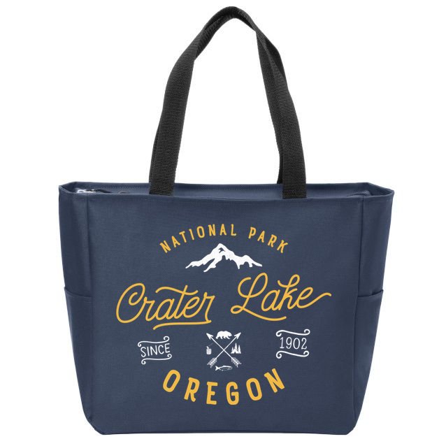 Crater Lake Oregon National Park Vintage Retro Outdoor Novelty Zip Tote Bag