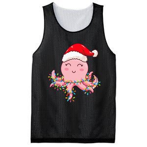 Christmas Lights Octopus Wearing Xmas Hat Cute Octopus Lover Mesh Reversible Basketball Jersey Tank