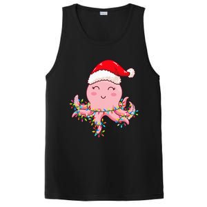 Christmas Lights Octopus Wearing Xmas Hat Cute Octopus Lover PosiCharge Competitor Tank