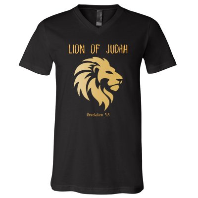 Christian Lion Of Judah Jesus Christ Gift V-Neck T-Shirt