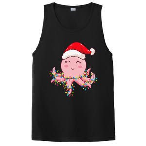 Christmas Lights Octopus Wearing Xmas Hat Cute Octopus Lover PosiCharge Competitor Tank