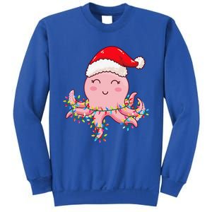 Christmas Lights Octopus Wearing Xmas Hat Cute Octopus Lover Sweatshirt