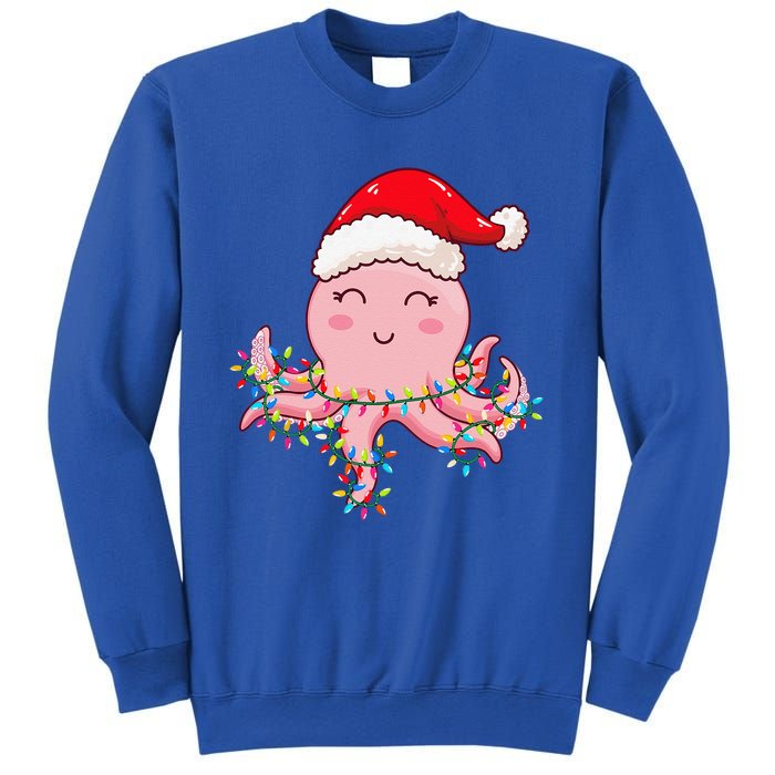 Christmas Lights Octopus Wearing Xmas Hat Cute Octopus Lover Sweatshirt