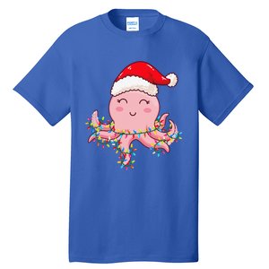 Christmas Lights Octopus Wearing Xmas Hat Cute Octopus Lover Tall T-Shirt