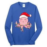 Christmas Lights Octopus Wearing Xmas Hat Cute Octopus Lover Tall Long Sleeve T-Shirt