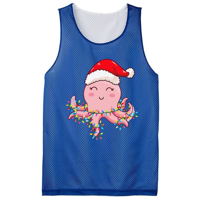 Christmas Lights Octopus Wearing Xmas Hat Cute Octopus Lover Mesh Reversible Basketball Jersey Tank