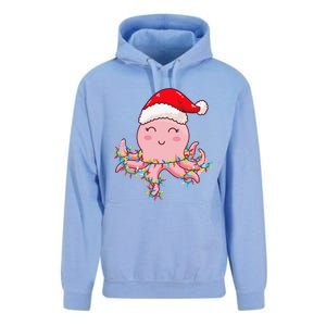 Christmas Lights Octopus Wearing Xmas Hat Cute Octopus Lover Unisex Surf Hoodie