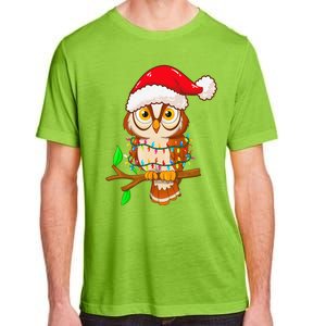 Christmas Lights Owl Wearing Xmas Hat Cute Owl Lover Adult ChromaSoft Performance T-Shirt