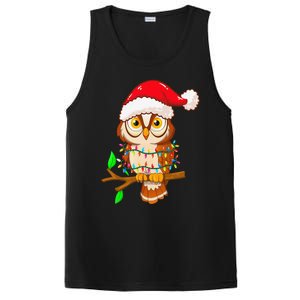 Christmas Lights Owl Wearing Xmas Hat Cute Owl Lover PosiCharge Competitor Tank