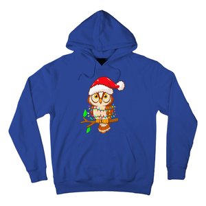 Christmas Lights Owl Wearing Xmas Hat Cute Owl Lover Hoodie