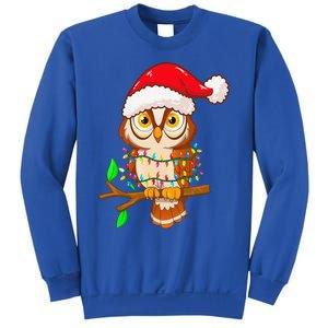 Christmas Lights Owl Wearing Xmas Hat Cute Owl Lover Sweatshirt