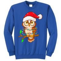 Christmas Lights Owl Wearing Xmas Hat Cute Owl Lover Sweatshirt