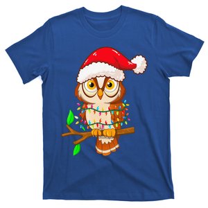 Christmas Lights Owl Wearing Xmas Hat Cute Owl Lover T-Shirt