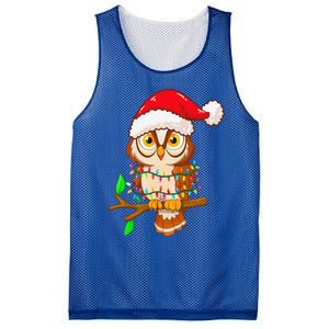 Christmas Lights Owl Wearing Xmas Hat Cute Owl Lover Mesh Reversible Basketball Jersey Tank