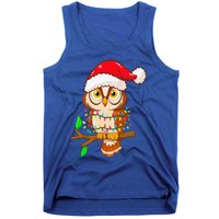 Christmas Lights Owl Wearing Xmas Hat Cute Owl Lover Tank Top