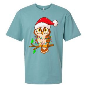 Christmas Lights Owl Wearing Xmas Hat Cute Owl Lover Sueded Cloud Jersey T-Shirt