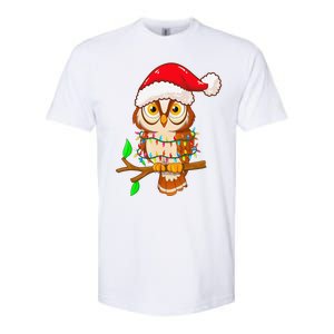 Christmas Lights Owl Wearing Xmas Hat Cute Owl Lover Softstyle CVC T-Shirt