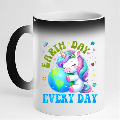 Cute Love Our Planet Unicorn Earth Day 11oz Black Color Changing Mug