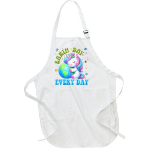 Cute Love Our Planet Unicorn Earth Day Full-Length Apron With Pockets