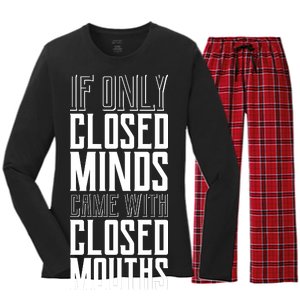 Closed Minds Closed Mouths Women's Long Sleeve Flannel Pajama Set 