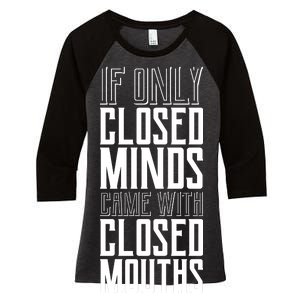 Closed Minds Closed Mouths Women's Tri-Blend 3/4-Sleeve Raglan Shirt