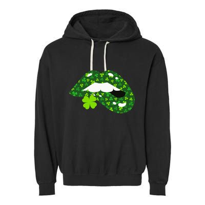 Clover Lips St.Patrick's Day Garment-Dyed Fleece Hoodie