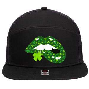 Clover Lips St.Patrick's Day 7 Panel Mesh Trucker Snapback Hat