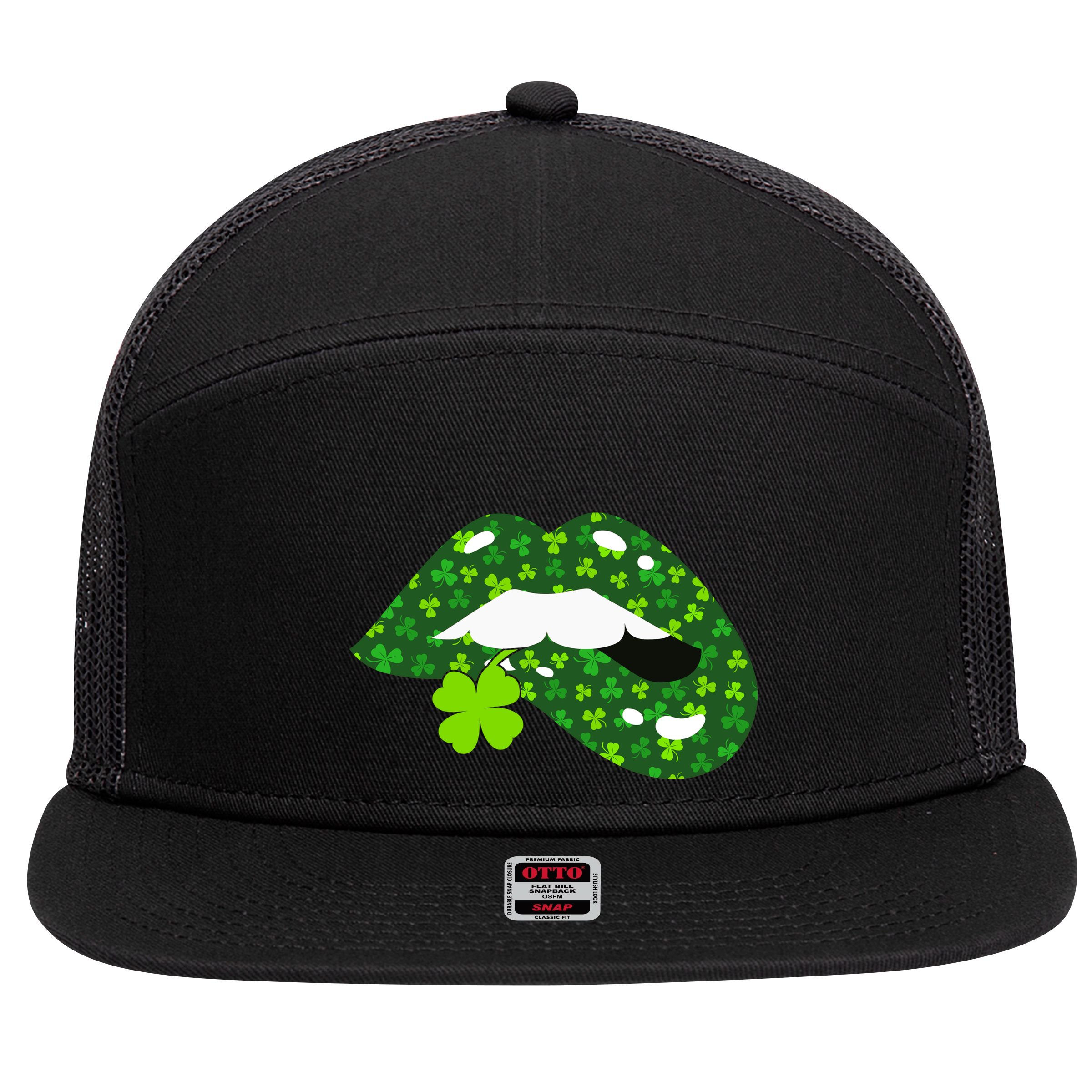 Clover Lips St.Patrick's Day 7 Panel Mesh Trucker Snapback Hat