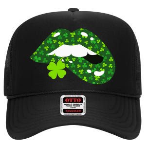 Clover Lips St.Patrick's Day High Crown Mesh Back Trucker Hat