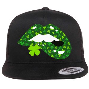 Clover Lips St.Patrick's Day Flat Bill Trucker Hat