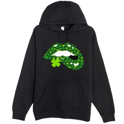 Clover Lips St.Patrick's Day Premium Pullover Hoodie