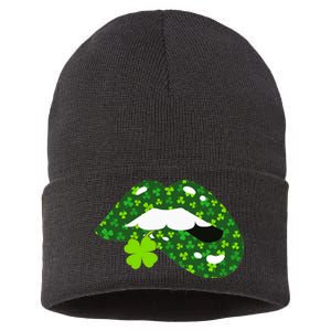 Clover Lips St.Patrick's Day Sustainable Knit Beanie