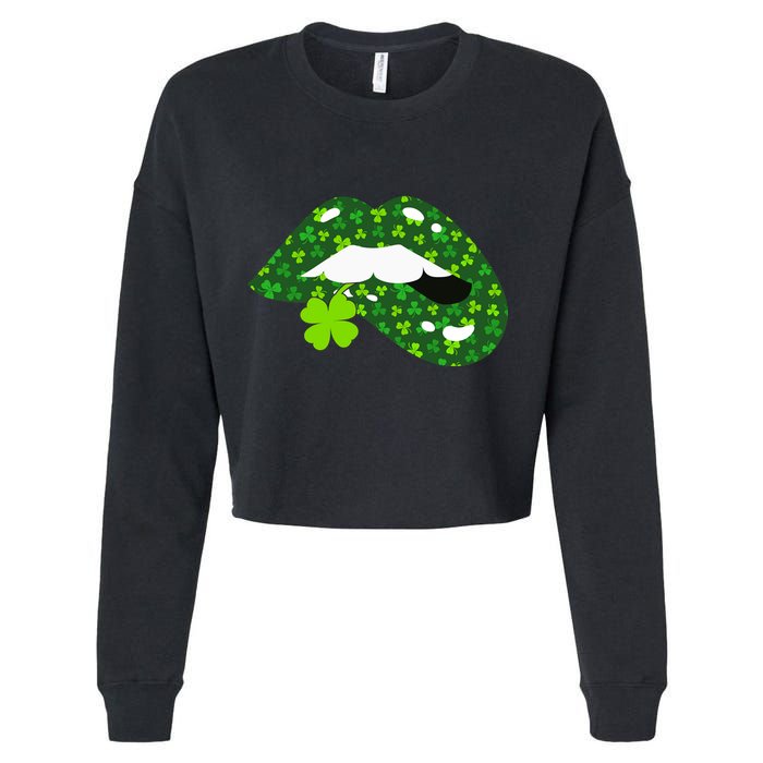 Clover Lips St.Patrick's Day Cropped Pullover Crew