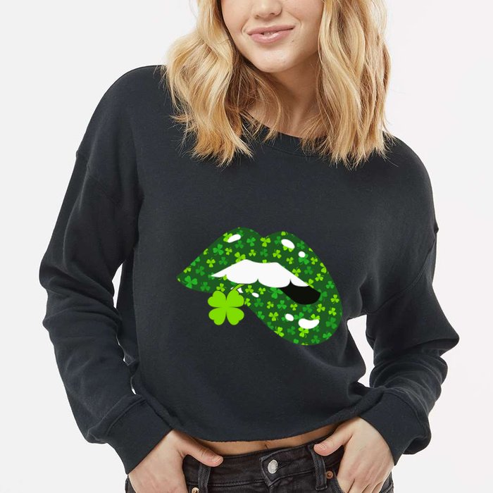 Clover Lips St.Patrick's Day Cropped Pullover Crew