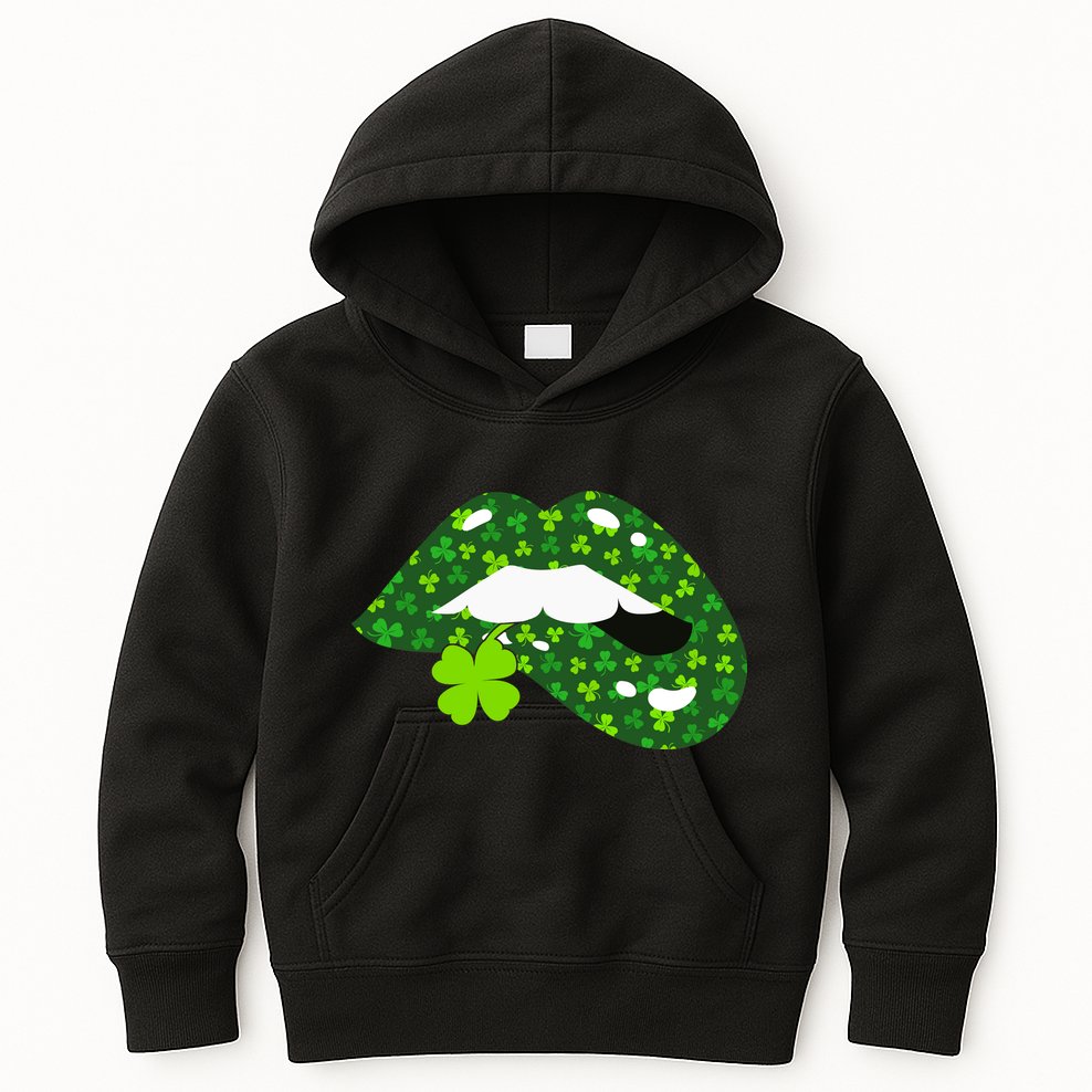 Clover Lips St.Patrick's Day Kids Hoodie