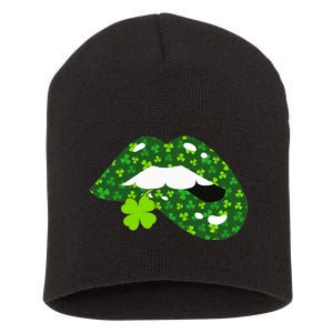 Clover Lips St.Patrick's Day Short Acrylic Beanie